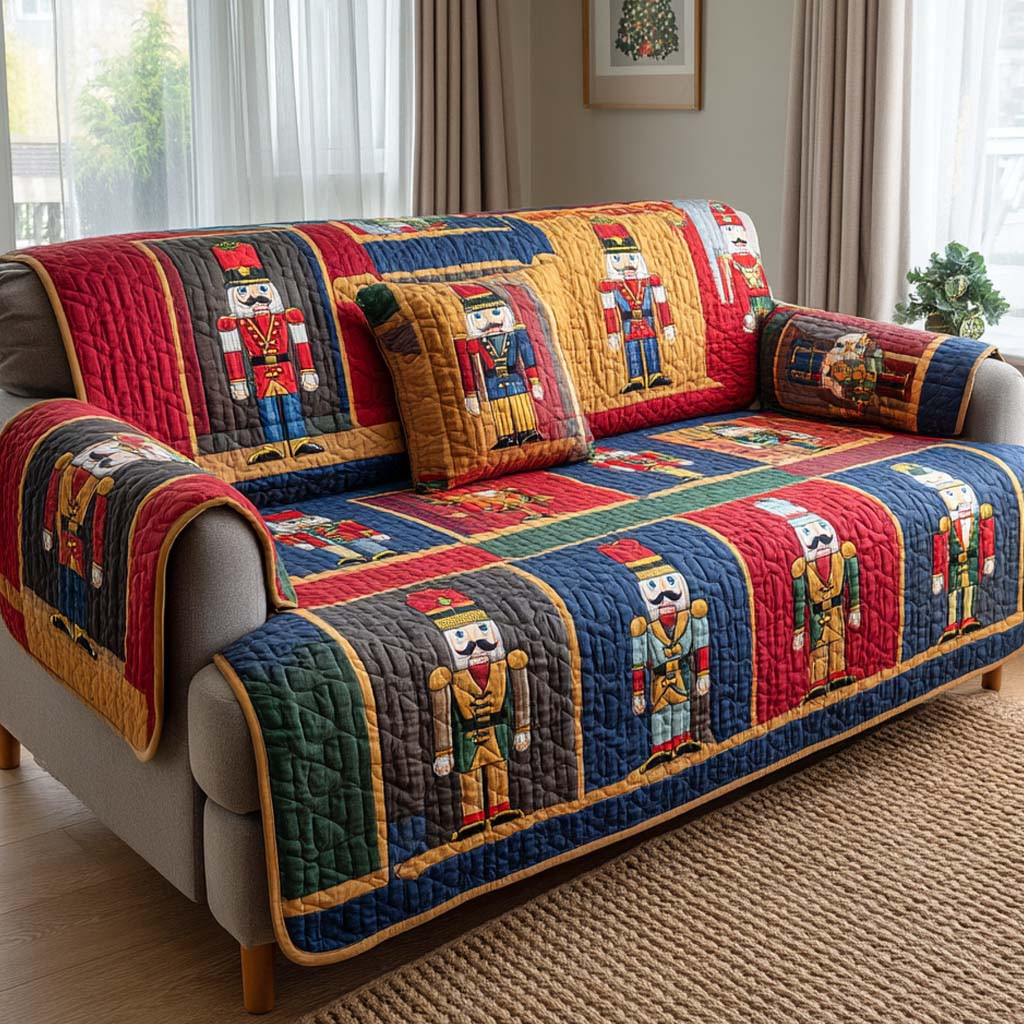 Royal Nutcracker Quilted Sofa Cover Nice Couch Covers Cool Family Gifts For Christmas