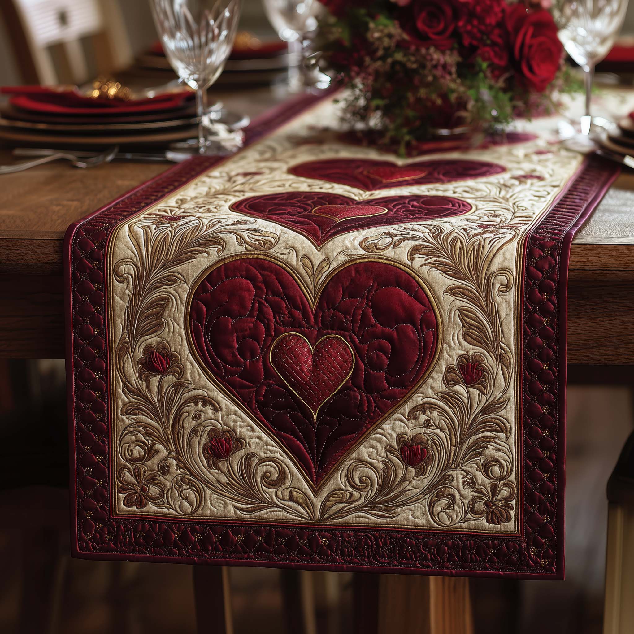 Ruby Bloom Quilted Table Runner Runner Valentine Valentine Day Presents For Girlfriend