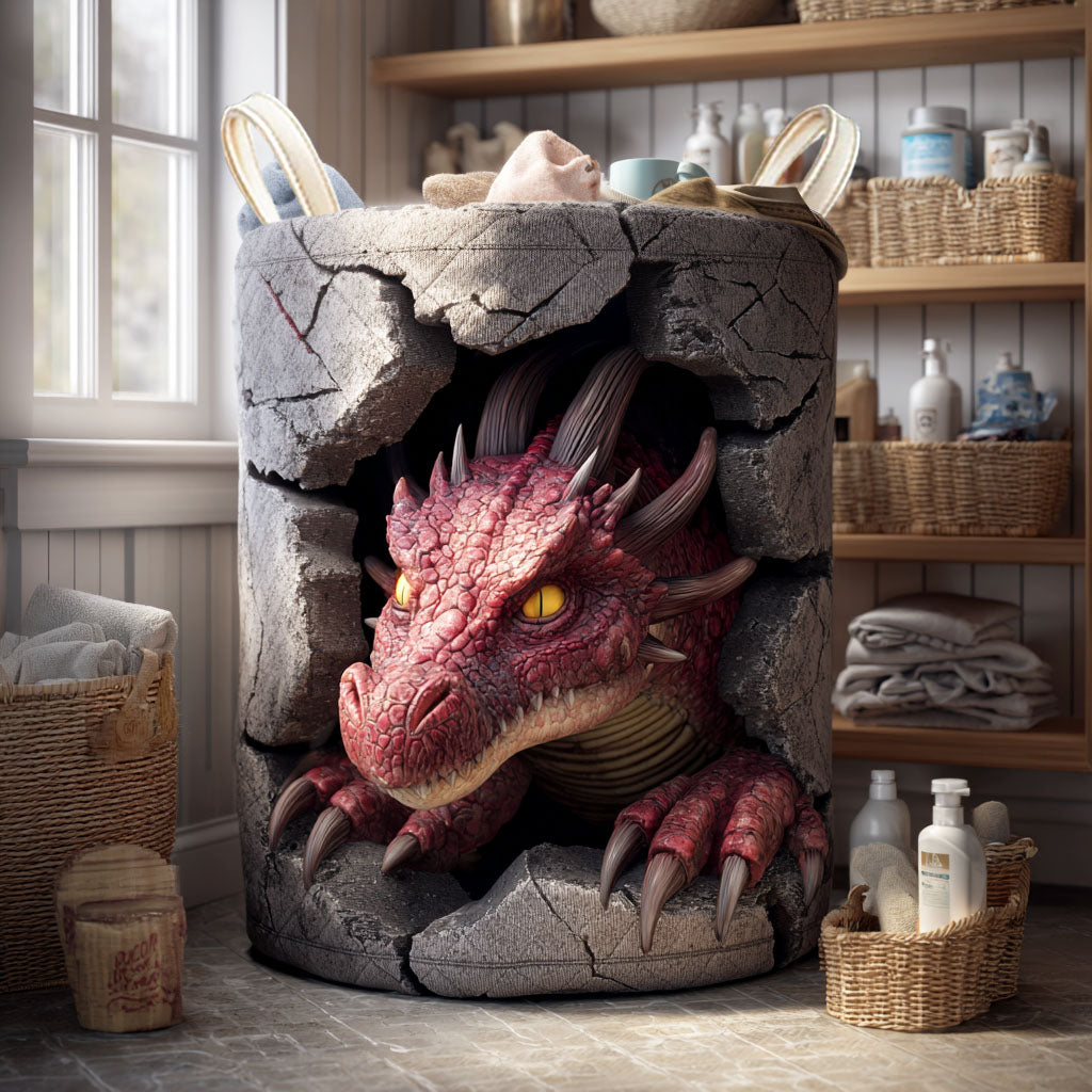 Ruby Inferno Quilted Laundry Basket Unique Laundry Hamper Best Gift For Dragon Lovers