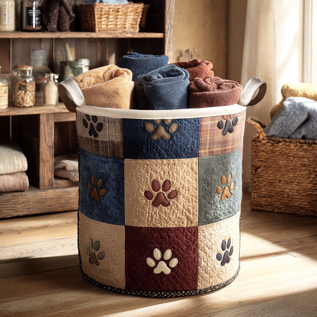 Rusted Trail Paws Quilted Laundry Basket Unique Cool Laundry Basket Cool Gifts Cat Lovers