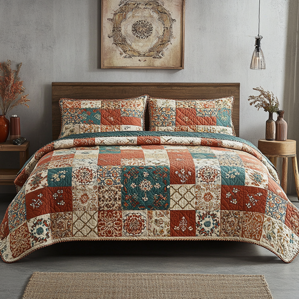 Rustic Autumn Patchwork Quilted Bedding Set Cute Bed Sheets For Teens Best Gift For Daughter'S First Mother's Day