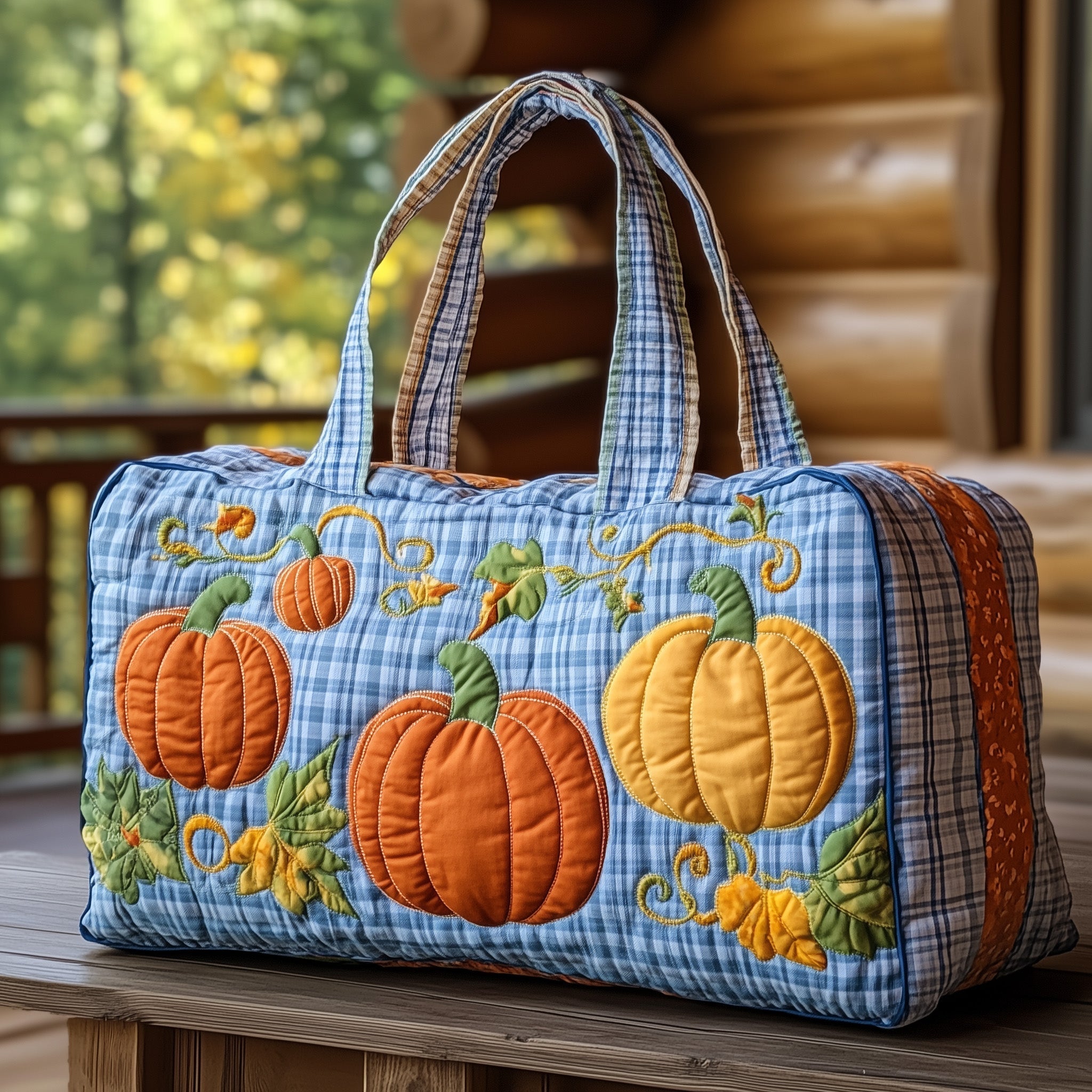 Rustic Autumn Quilted Duffle Bag Cute Travel Duffel Bags Gift For Boyfriends Mom