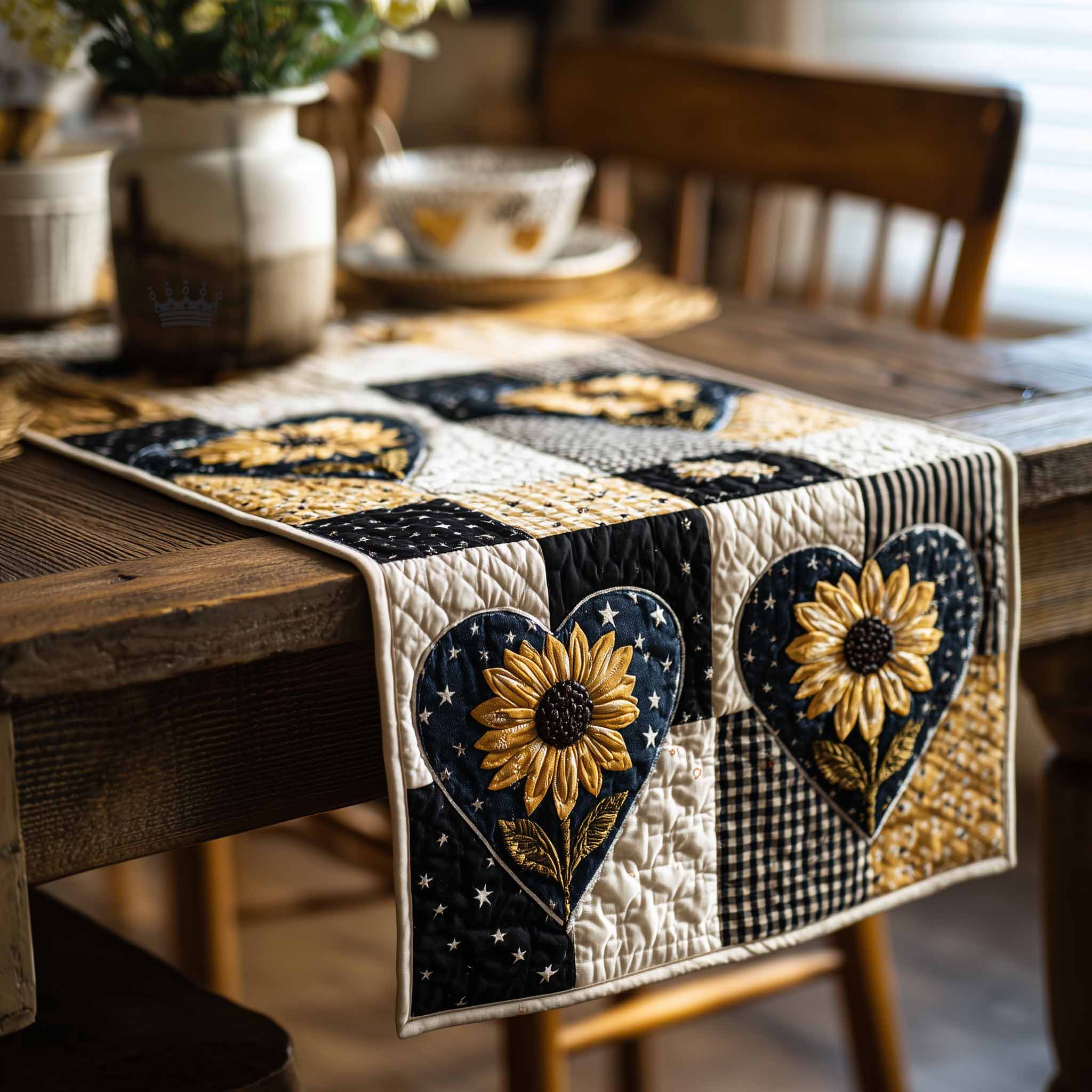 Rustic Bloom Quilted Table Runner Dining Room Runner Thoughtful Mother's Day Gifts