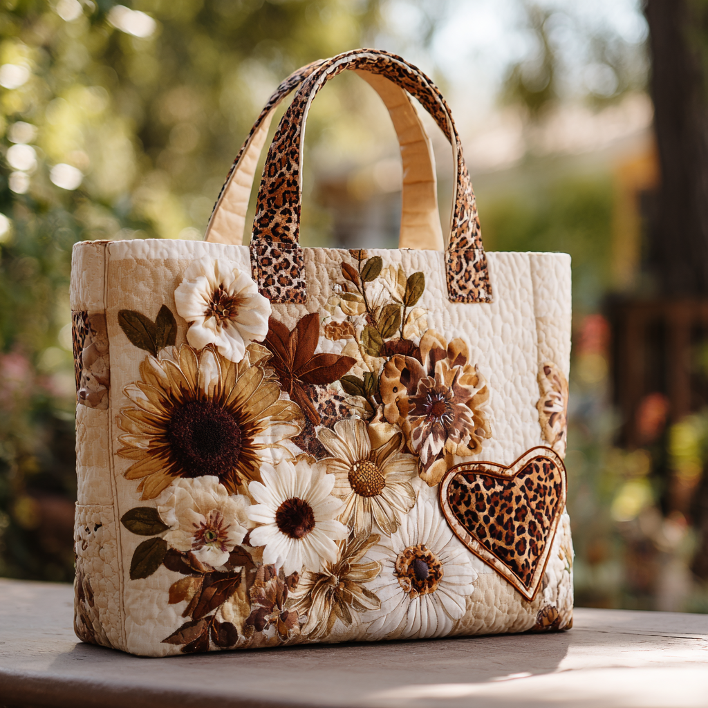 Rustic Bloom Quilted Tote Bag Best Everyday Shoulder Bag Cute Mothers Day Gifts