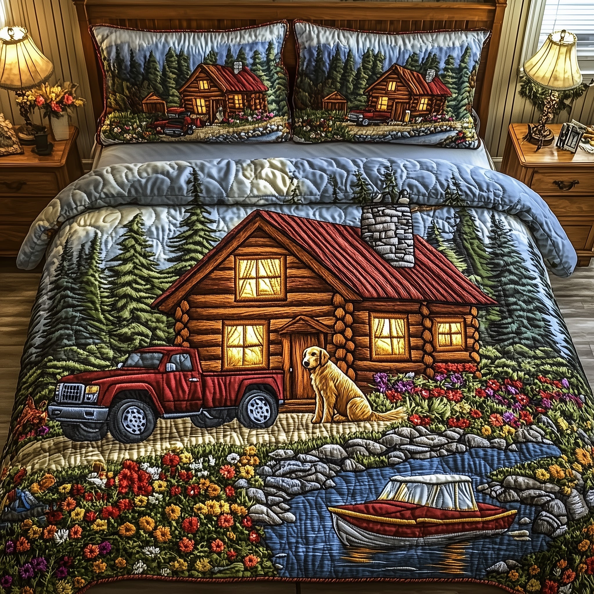 Rustic Cabin Quilted Bedding Set Best Bedding Sets Stepdad Gifts For Father's Day