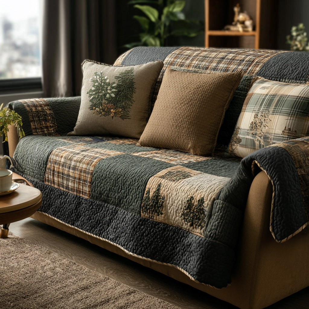 Rustic Cabin Quilted Sofa Cover Sofa Throw Covers Best Friend Gift Ideas