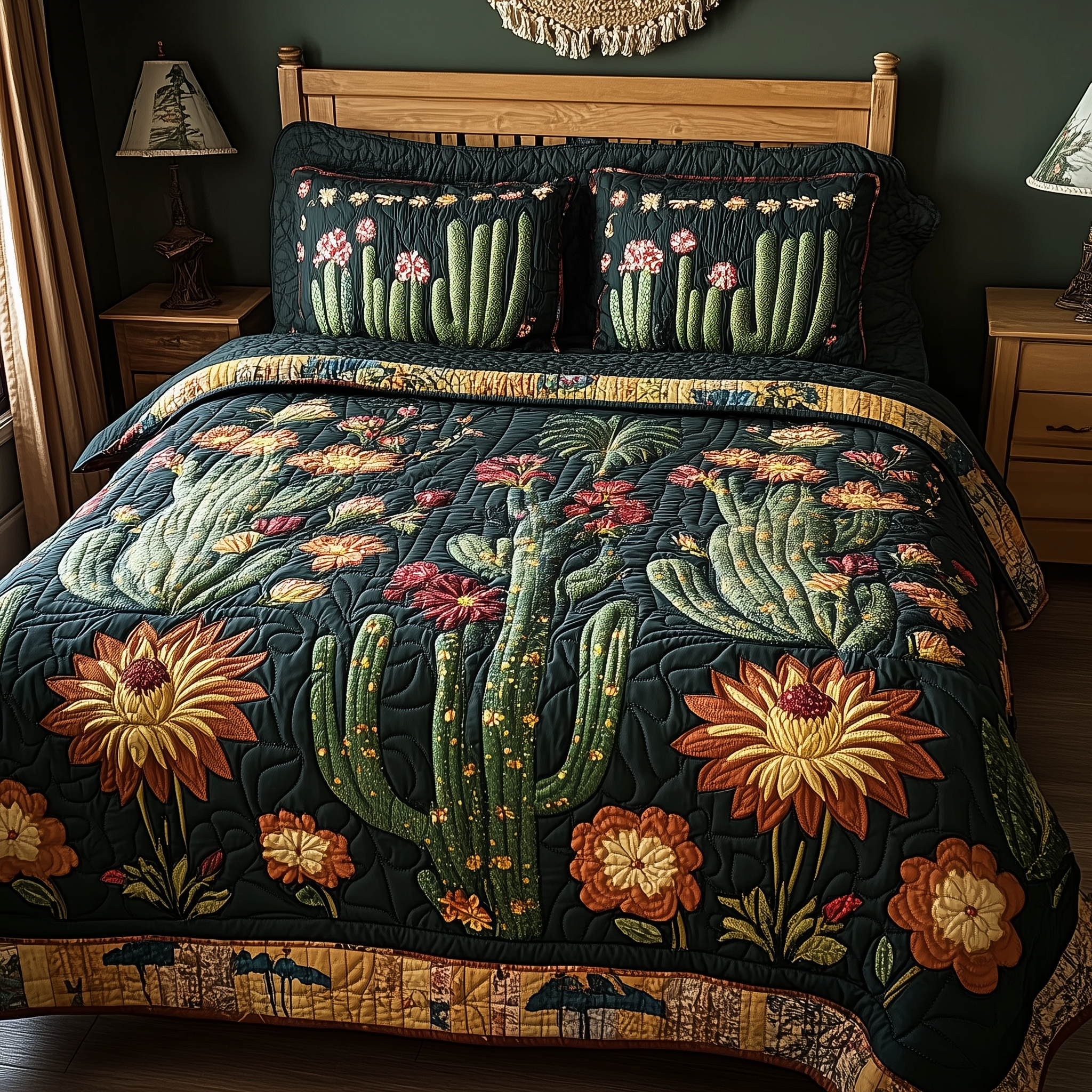 Rustic Cactus Quilted Bedding Set Best Sheets Ever Mothers Day Gift For Sister