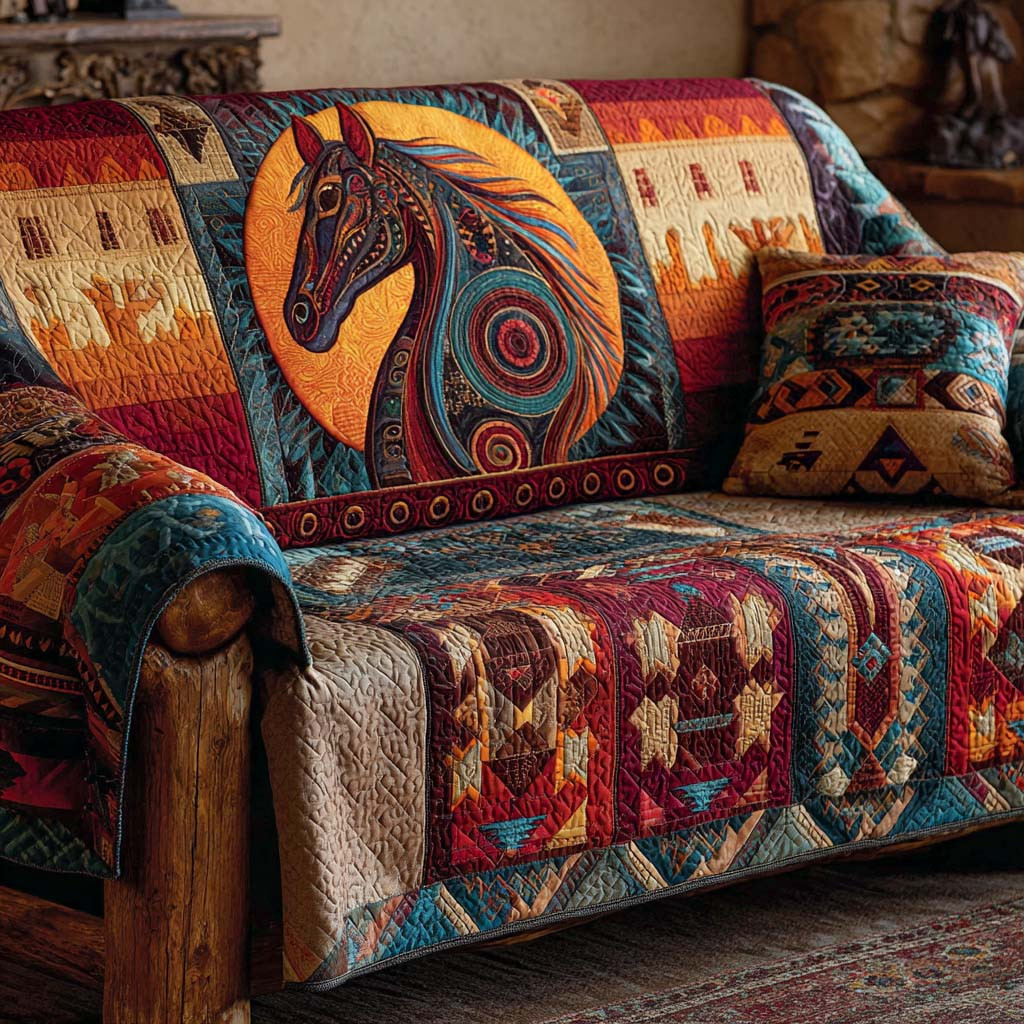 Rustic Canyon Horse Quilted Sofa Cover Best Couch Covers Native American Gift Shop