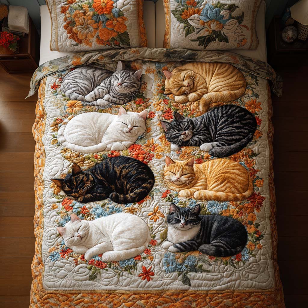 Rustic Cat Garden Quilted Bedding Set Best King Bed Sheets Unique Cat Gifts