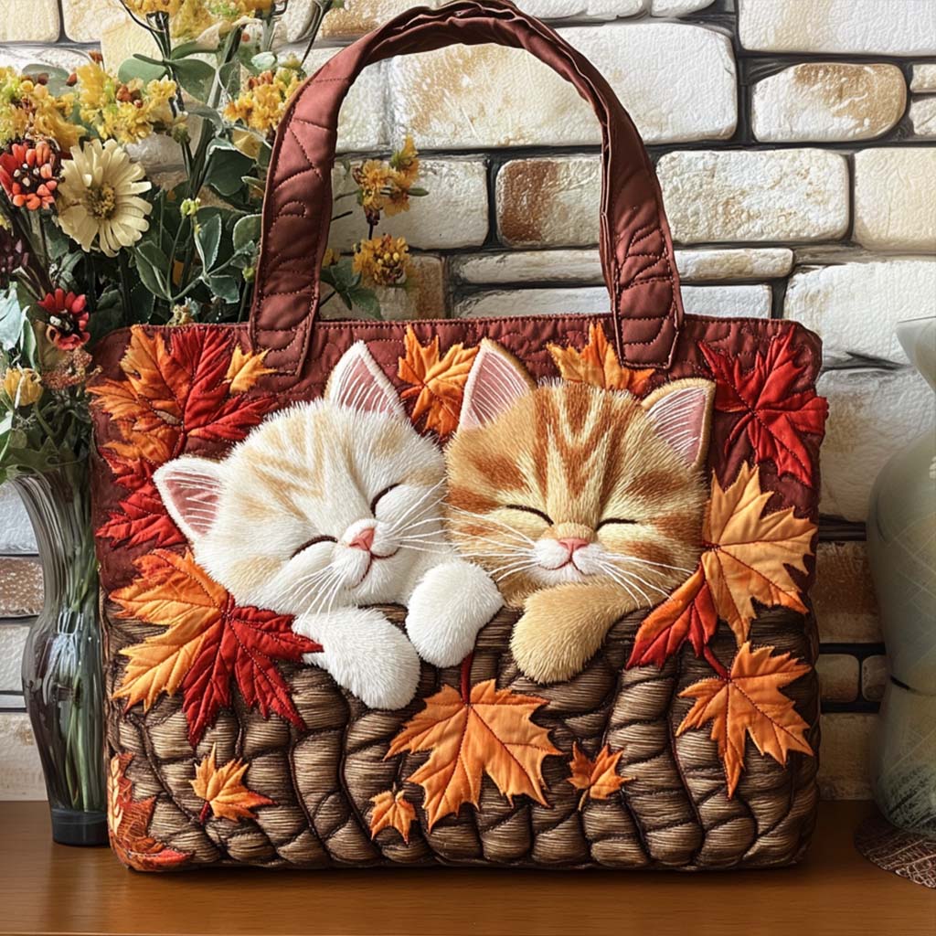 Rustic Cat Path Quilted Tote Bag Popular Designer Totes Cat Mom Gifts