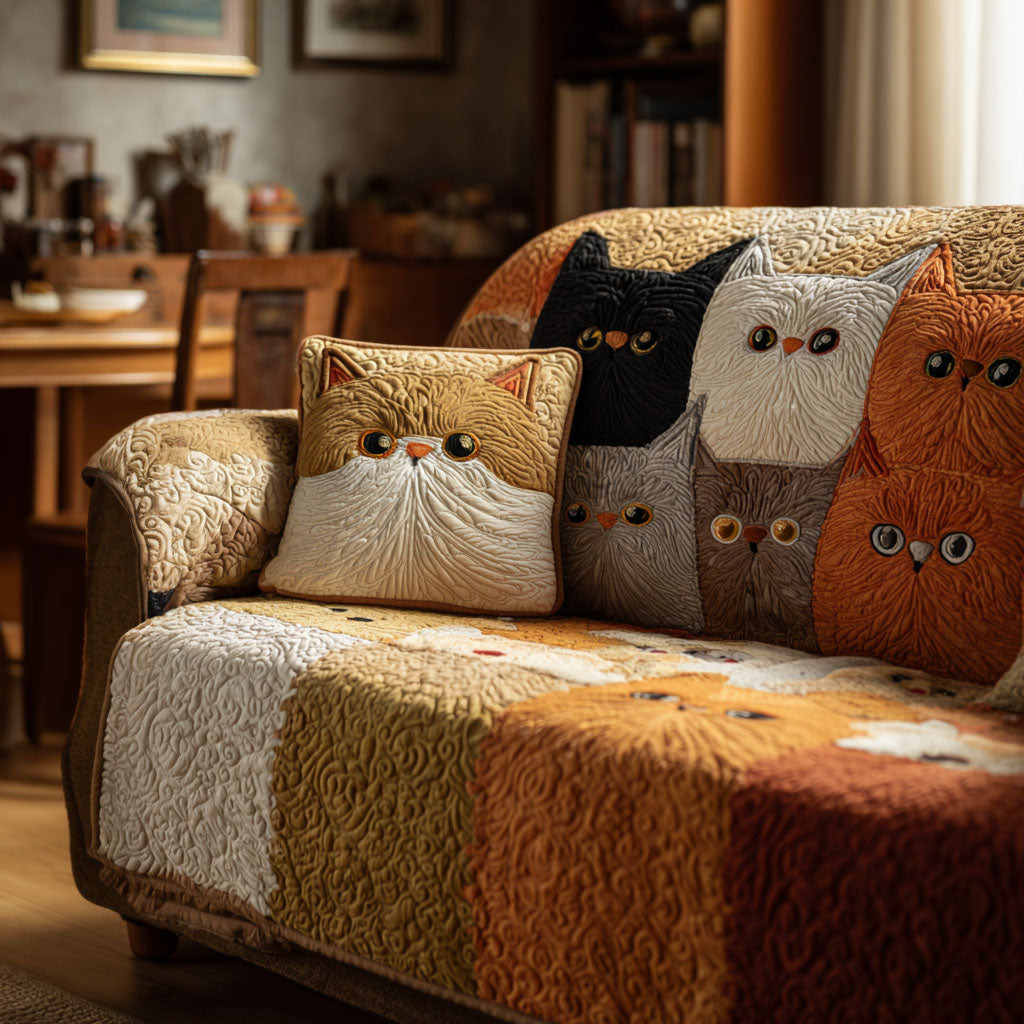 Rustic Charm Quilted Sofa Cover Couch Slipcovers Presents For Cat Owners