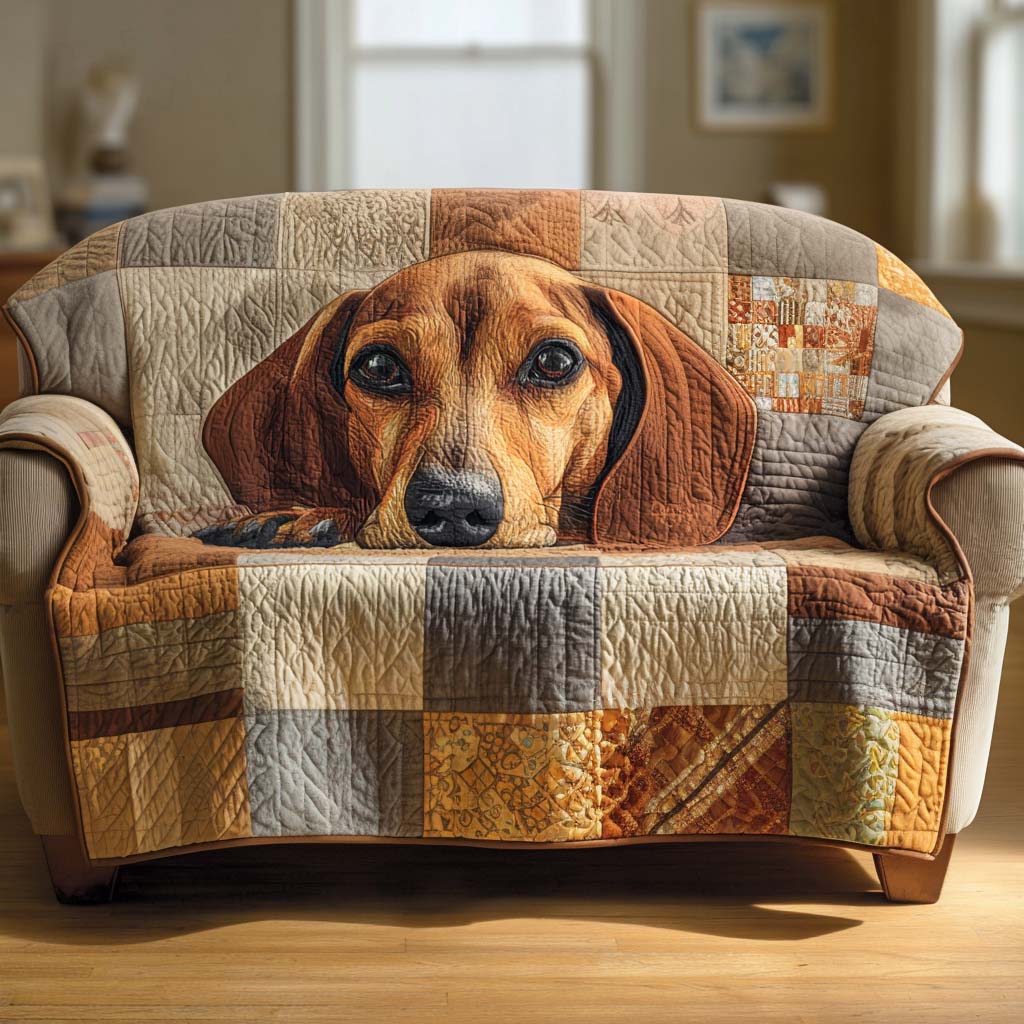 Rustic Companion Quilted Sofa Cover Sofa Protector Dachshund Gifts For Women