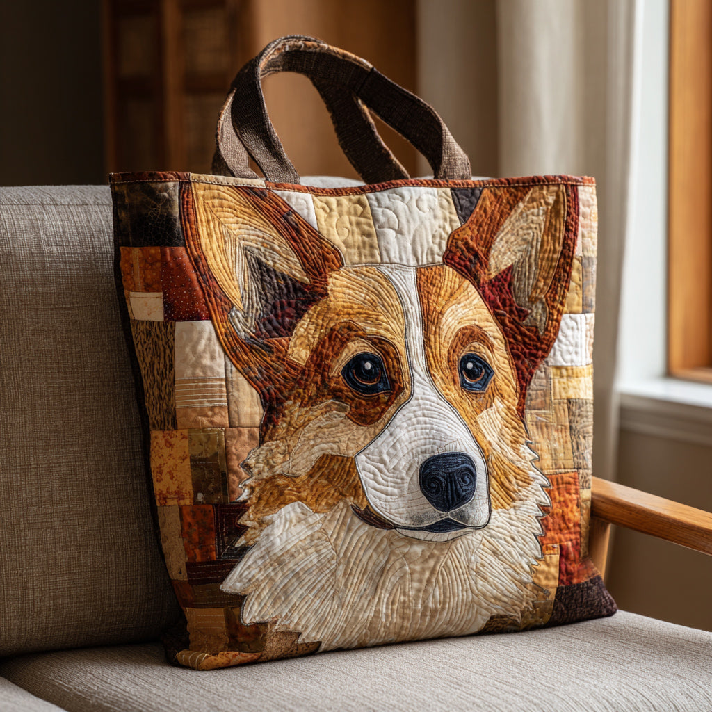 Rustic Corgi Quilted Tote Bag Best Bags For Women Birth Gifts For Mom