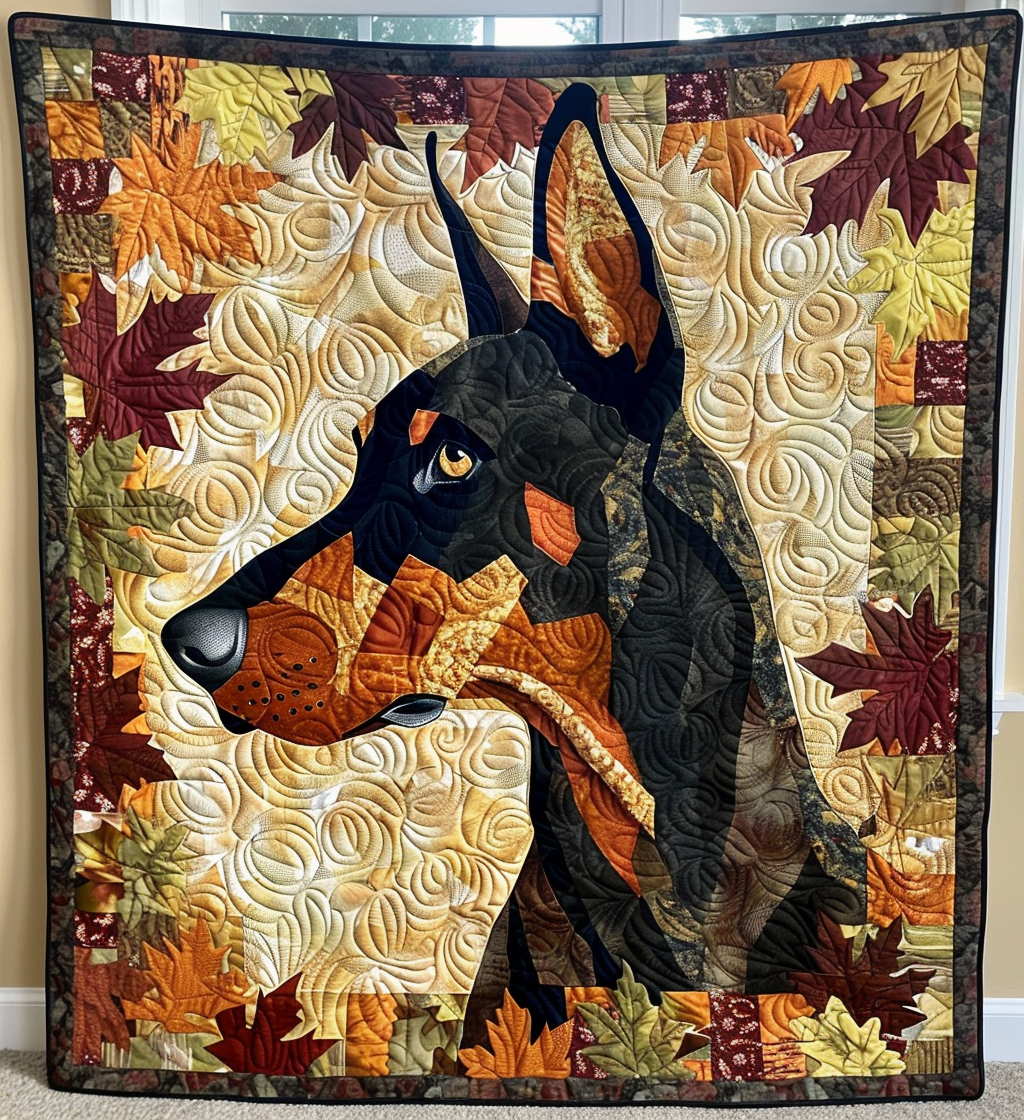 Rustic Doberman Quilted Blanket Bedroom Decor Ideas Dog Gift Items Merch