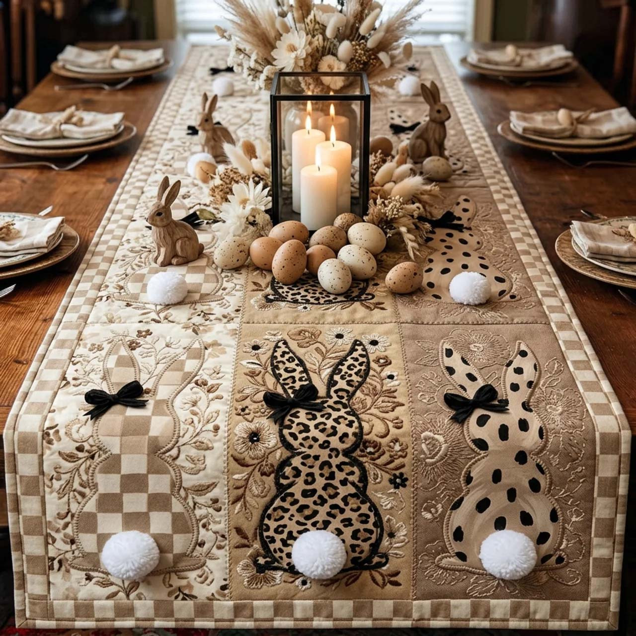 Rustic Easter Quilted Table Runner Religious Easter Table Decorations Religious Easter Gifts