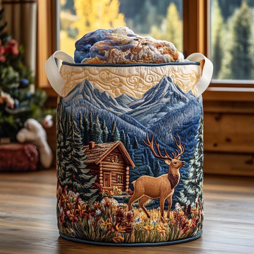 Rustic Elk Spirit Quilted Laundry Basket Home Decor Styles Special Step Dad Gifts