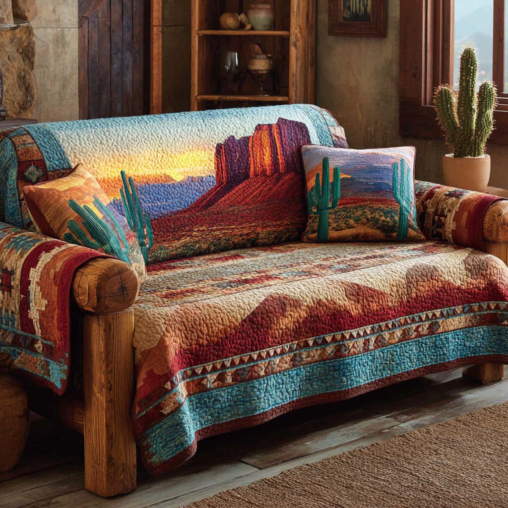 Rustic Ember Quilted Sofa Cover Cool Sofa Slipcovers Cactus Gifts For Him