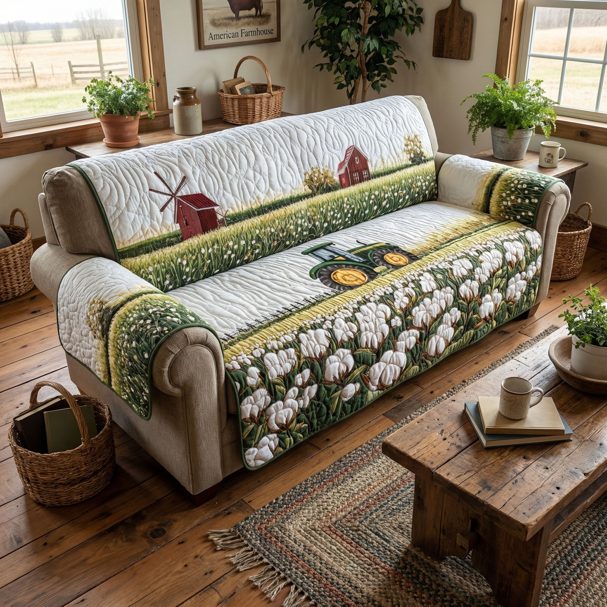 Rustic Field Escape Quilted Sofa Cover Best Sofa Covers Sunflower Presents Merchandise
