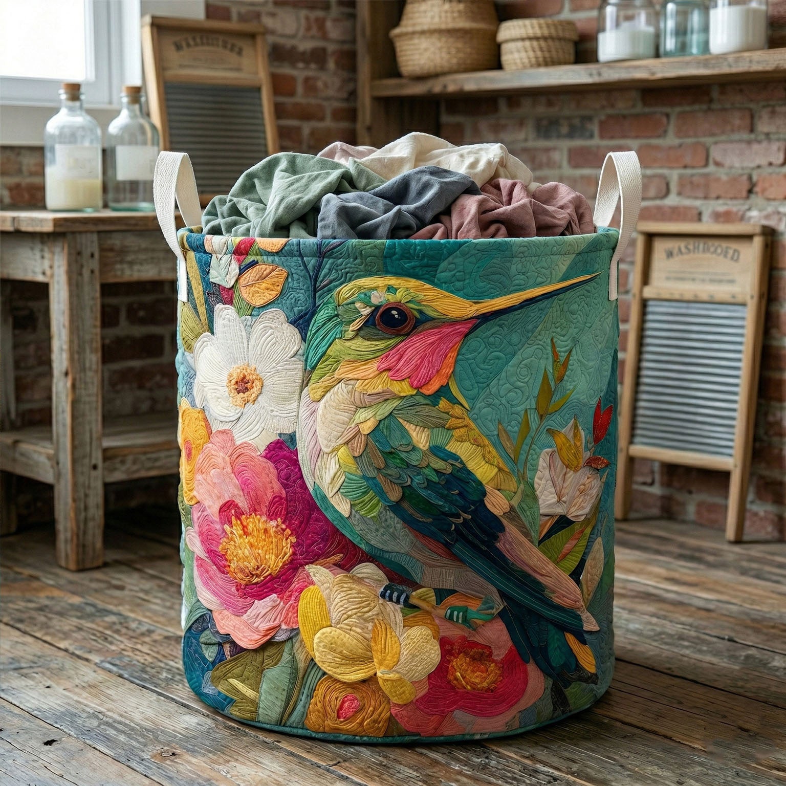 Rustic Floral Quilted Laundry Basket Nice Laundry Hamper Unique Best Gifts For Cat Lovers