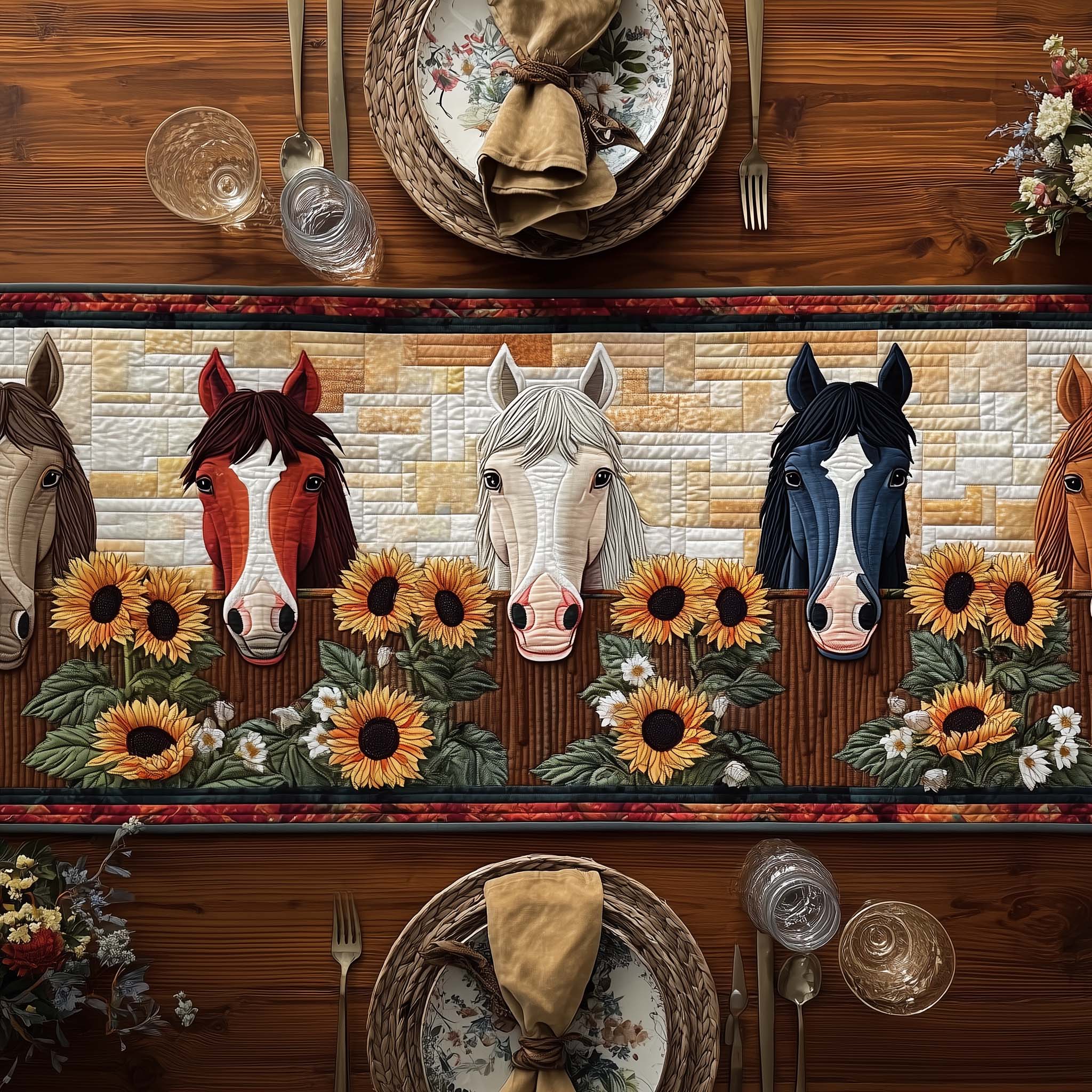 Rustic Gallop Quilted Table Runner Farmhouse Style Table Runners Christmas Gift Ideas For Horse Owners