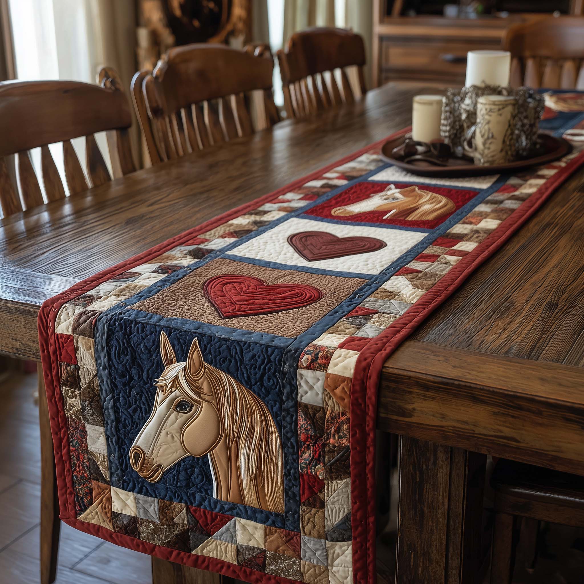 Rustic Gallop Quilted Table Runner Farmhouse Table Runner Ideas Useful Gifts For Horse Owners