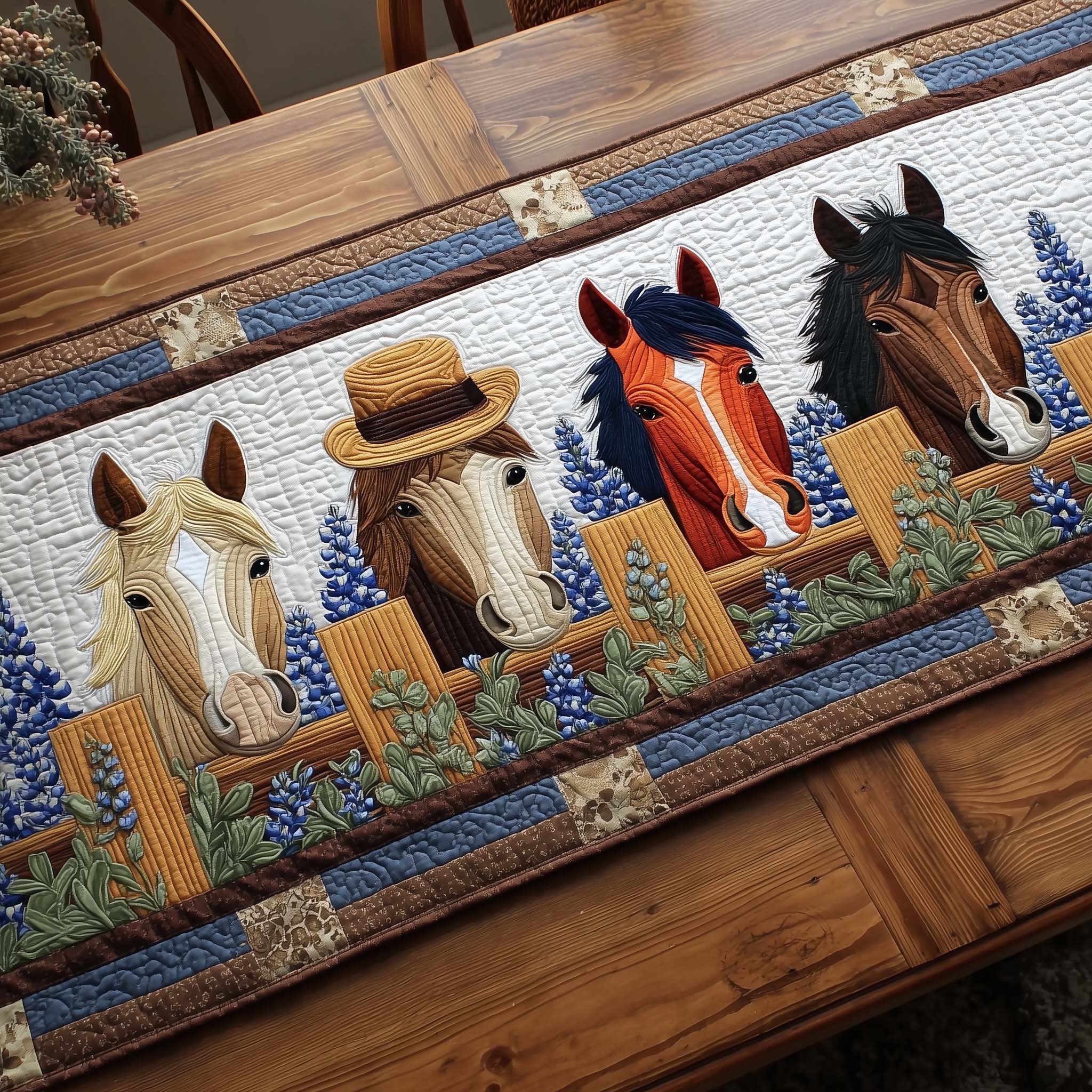 Rustic Gallop Quilted Table Runner Rustic Farmhouse Table Runner Good Gifts For Horse Owners