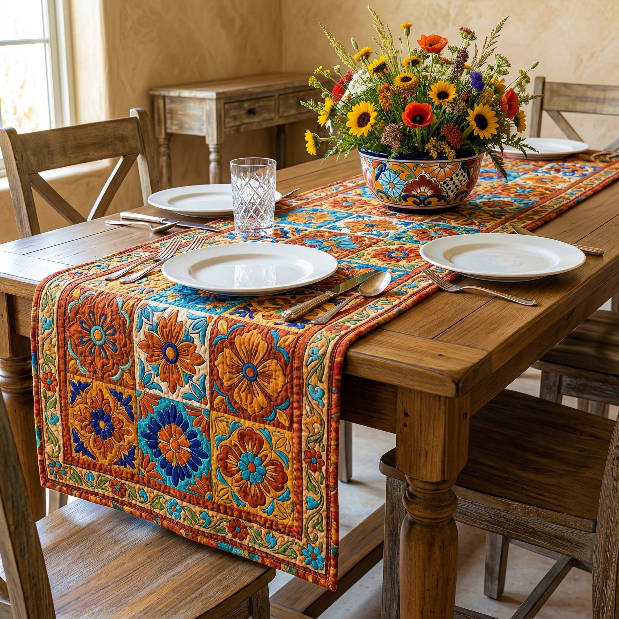 Rustic Garden Quilted Table Runner Kitchen Decor Perfect Gifts For Mom