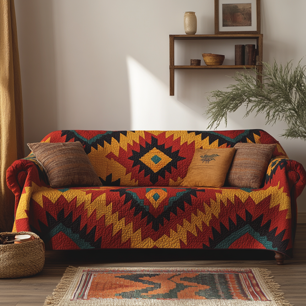 Rustic Glow Quilted Sofa Cover Sofa Furniture Slip Covers Native American Gifts