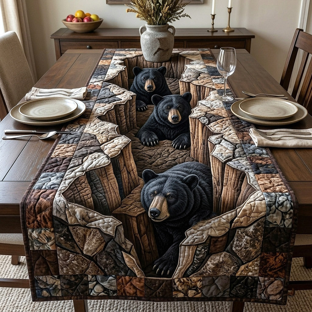 Rustic Guardian Quilted Table Runner Dining Room Decor Ideas Bear Gifts For Dad