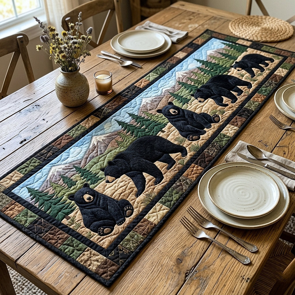 Rustic Guardian Quilted Table Runner Kitchen Table Decor Ideas Bear Gifts For Grandma
