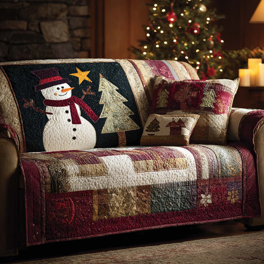 Rustic Hearth Snowman Quilted Sofa Cover Christmas Couch Covers Christmas Gift Ideas
