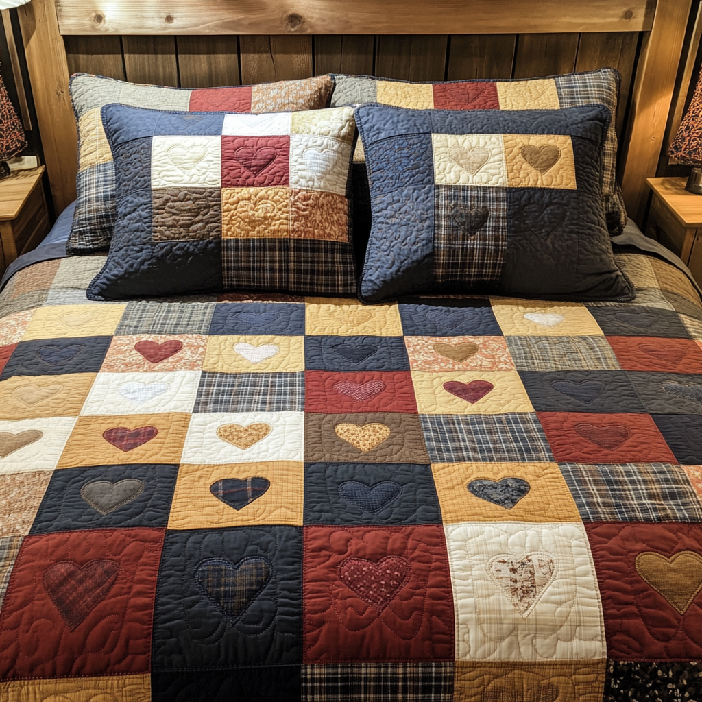Rustic Hearts Quilted Bedding Set Best Comforter Sets Mothers Day Gift Ideas Last Minute