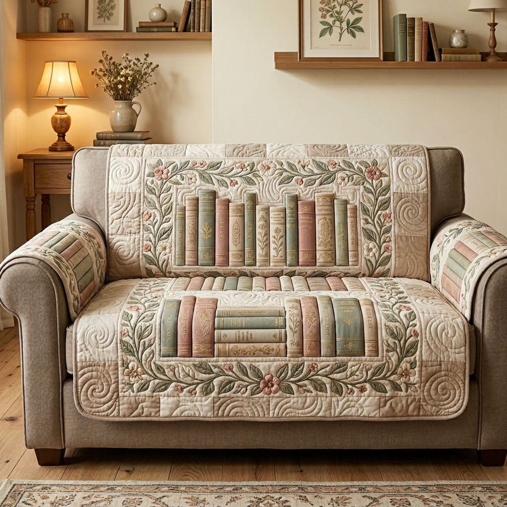 Rustic Library Quilted Sofa Cover The Best Sofa Covers Great Book Themed Gifts