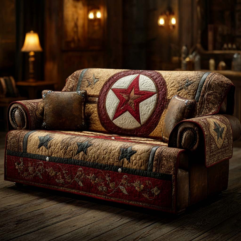 Rustic Lone Star Quilted Sofa Cover Sofa Chair Covers Texas Gift Ideas
