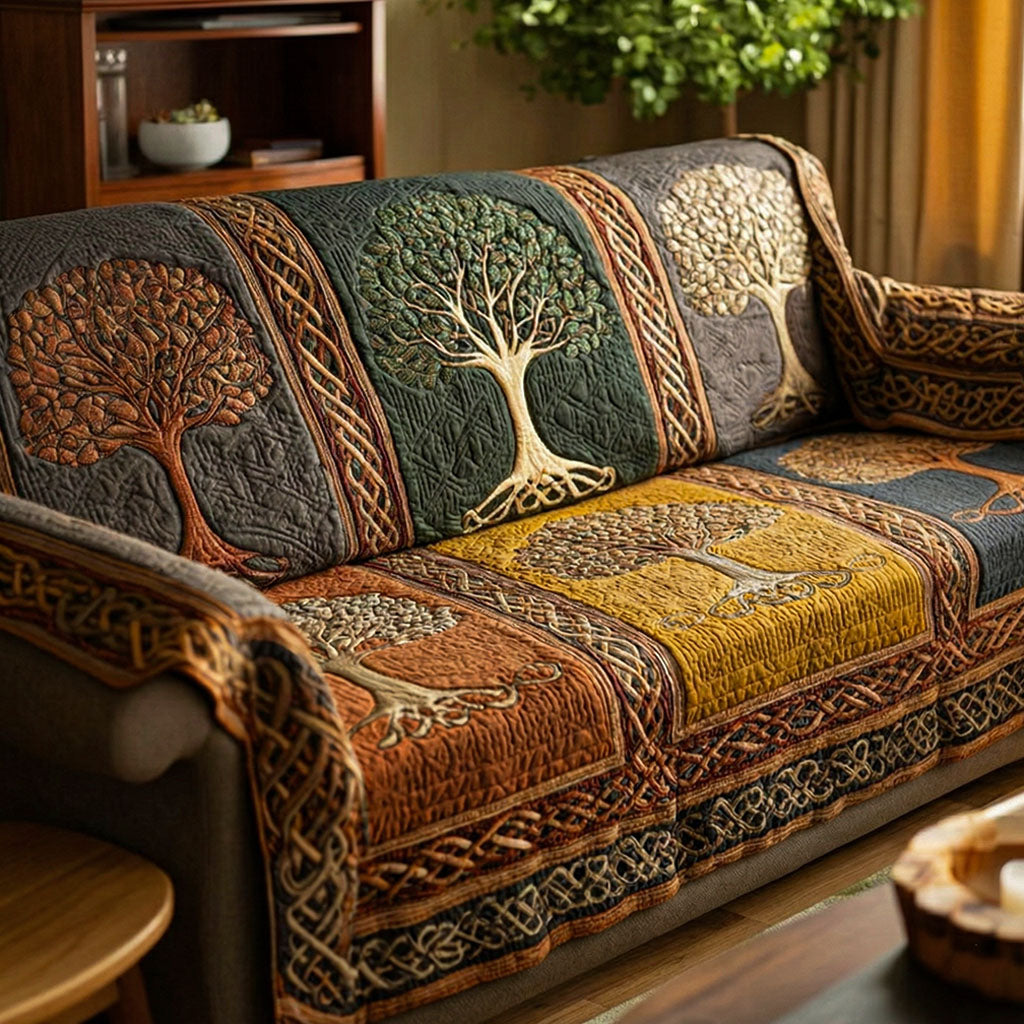 Rustic Nature Roots Quilted Sofa Cover Sofa Protector Tree Of Life Gifts For Her