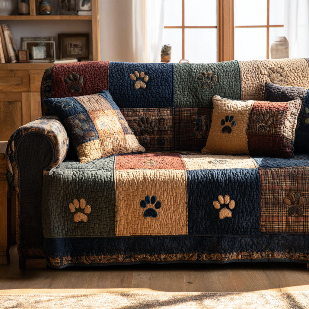 Rustic Paw Quilted Sofa Cover Sofa Seat Covers Christmas Gift Ideas For Dog Owners