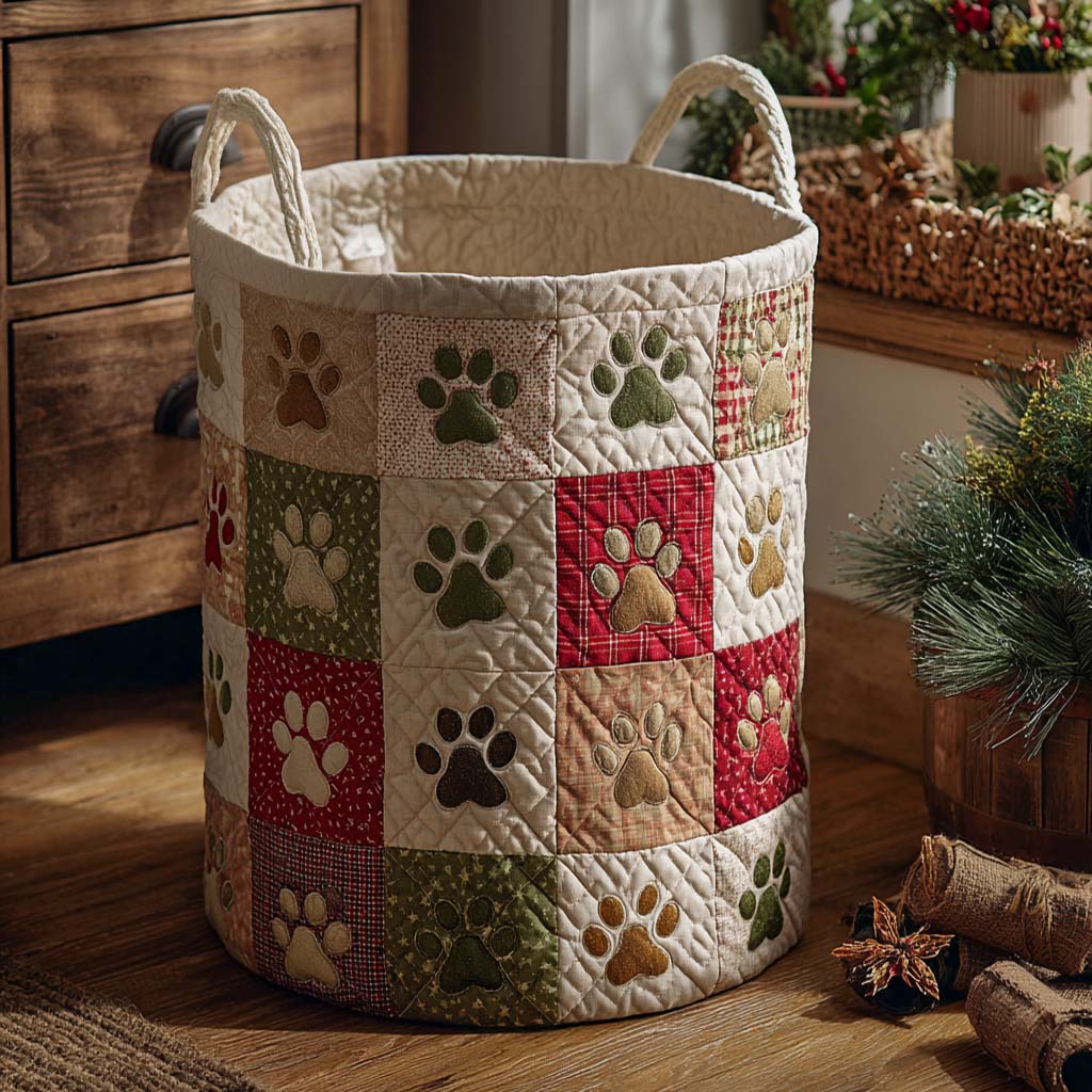 Rustic Paws Patchwork Quilted Laundry Basket Laundry Room Ideas Mothers Day Gift For Sister