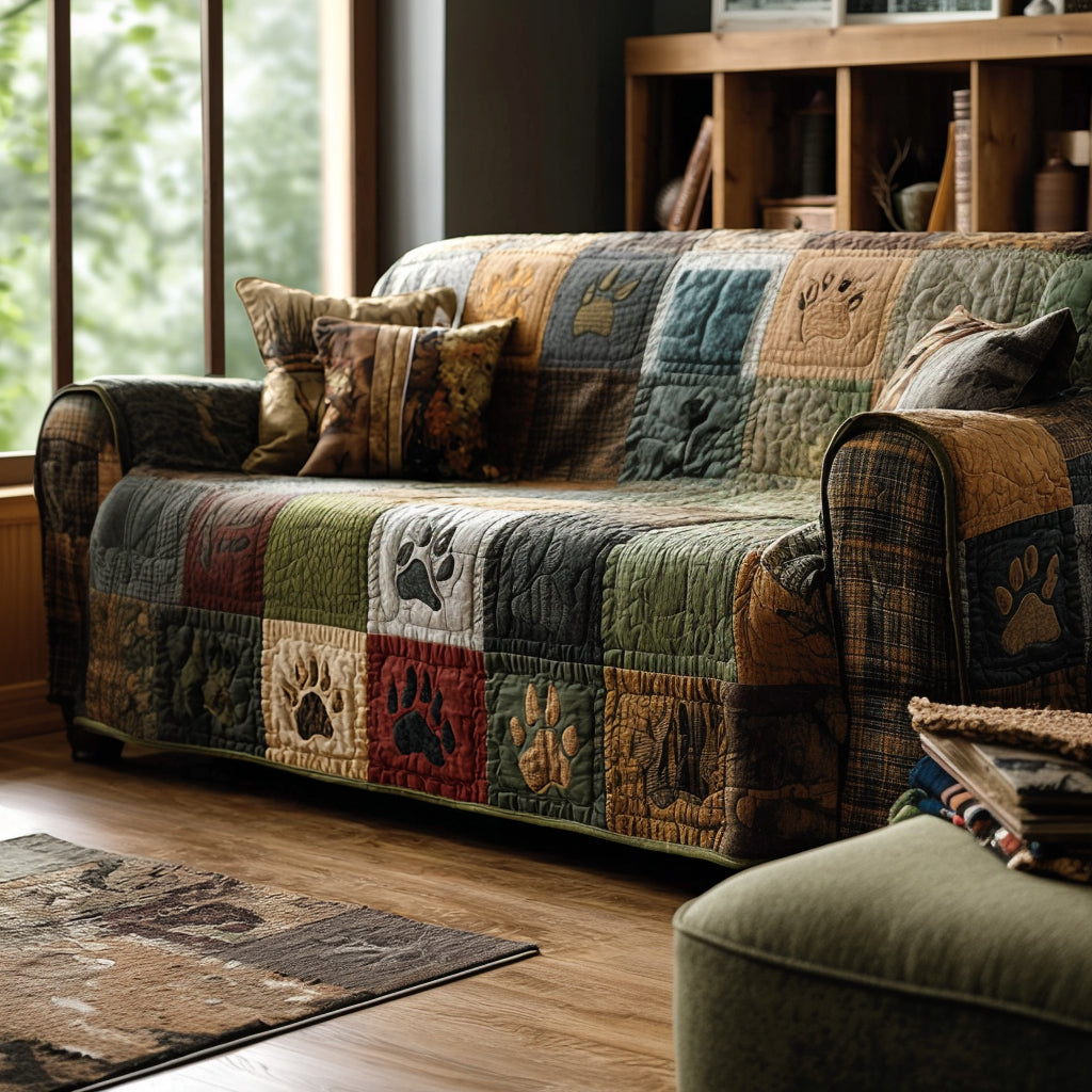 Rustic Paws Quilted Sofa Cover Couch Cushion Covers Good Gifts For Dog Owners