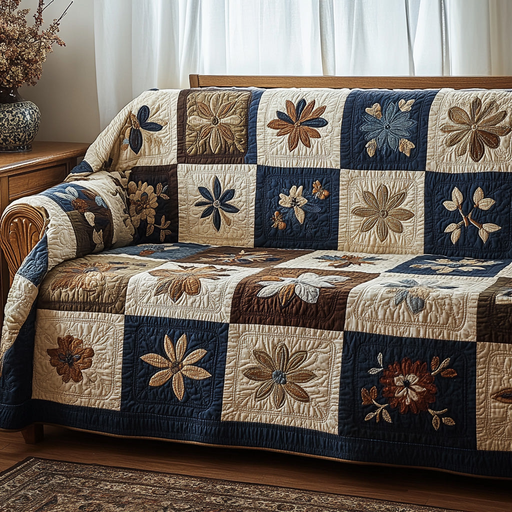 Rustic Petal Harmony Quilted Sofa Cover Seat Covers For Couches Gifts For The Flower Lover