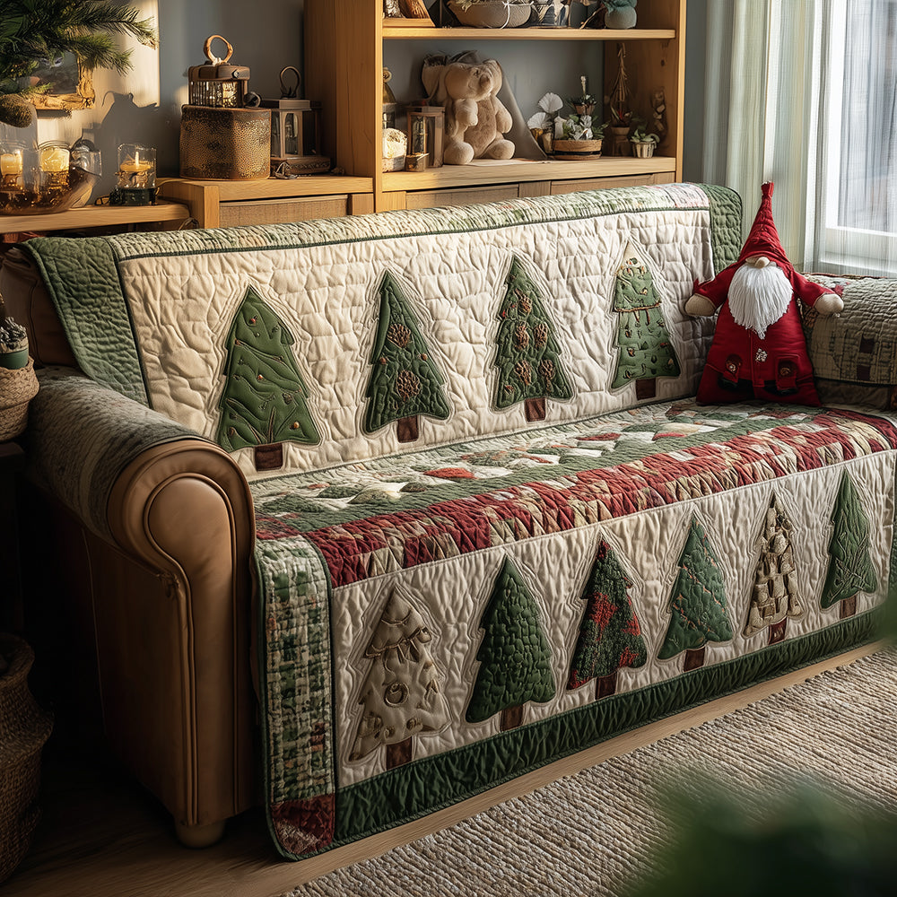 Rustic Pine Forest Quilted Sofa Cover Holiday Couch Covers Xmas Gifts For Family
