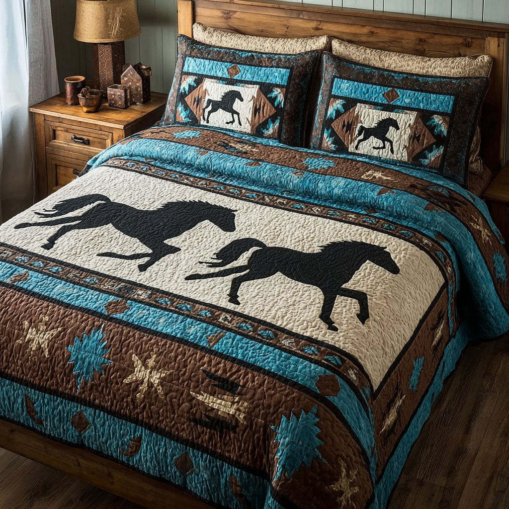 Rustic Plains Quilted Bedding Set Cool Bedroom Decor Unique Horse Gifts For Ladies