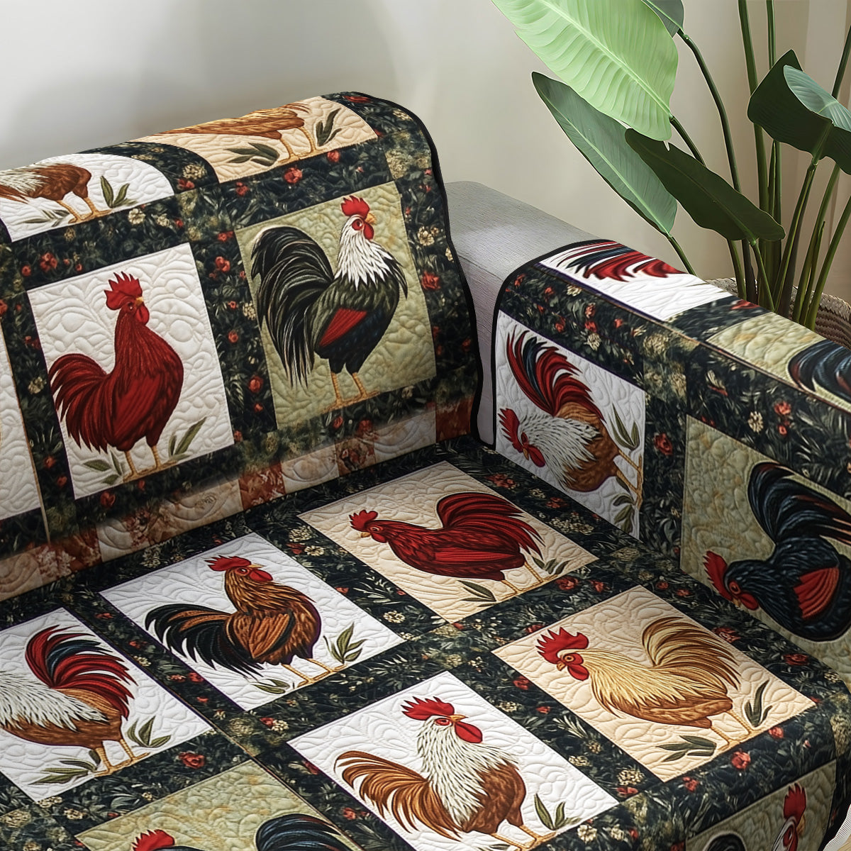 Rustic Rooster Quilt Quilted Sofa Cover Nice Couch Covers Best Gifts For Chicken Lovers