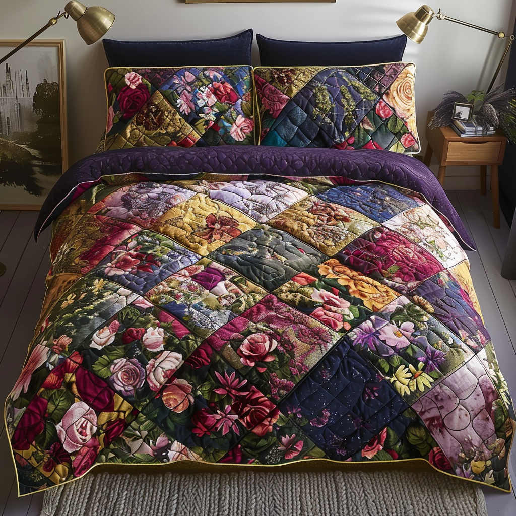 Rustic Roses Quilted Bedding Set Best Bedspread Set Good Gifts For Dads