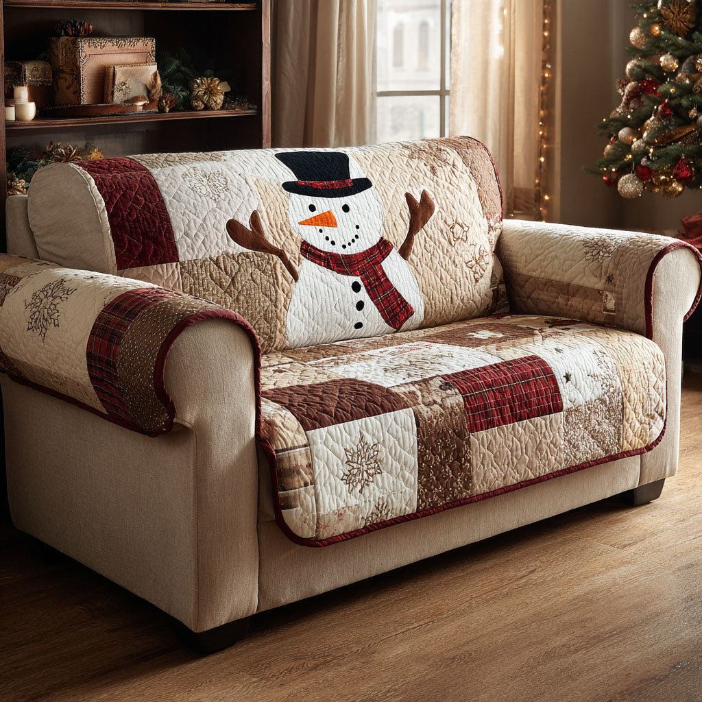Rustic Snowman Quilted Sofa Cover Indoor Decoration Top Christmas Gifts For Girlfreind