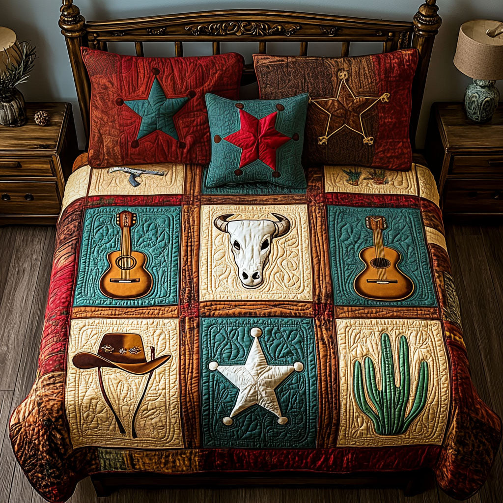 Rustic Stars Quilted Bedding Set Unusual Bed Sheets Cool Gifts For Cowboys