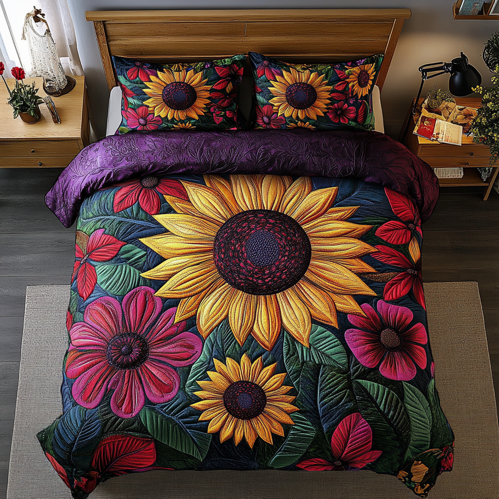 Rustic Sunflower Quilted Bedding Set Bed Decor Ideas Sunflower Mother's Day Gifts