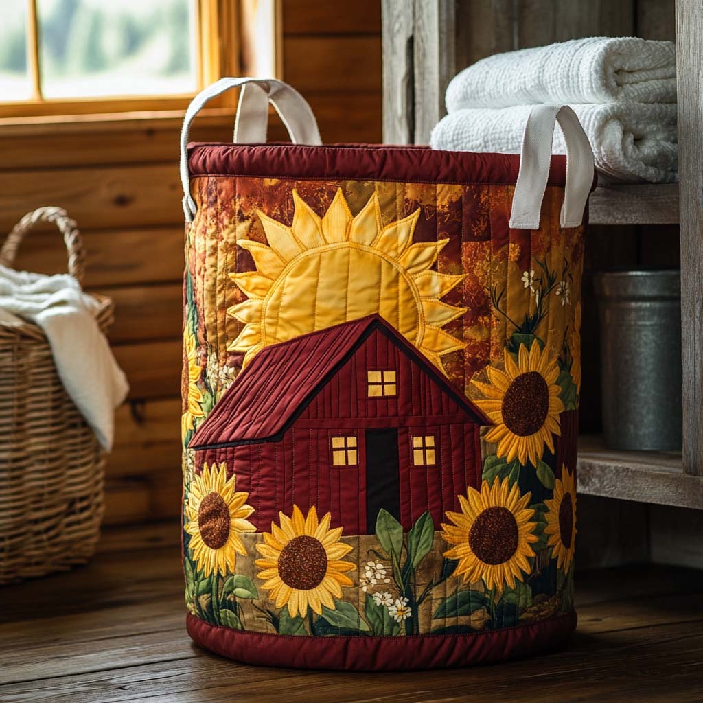Rustic Sunflower Quilted Laundry Basket Decor Laundry Basket Great Mothers Day Gift