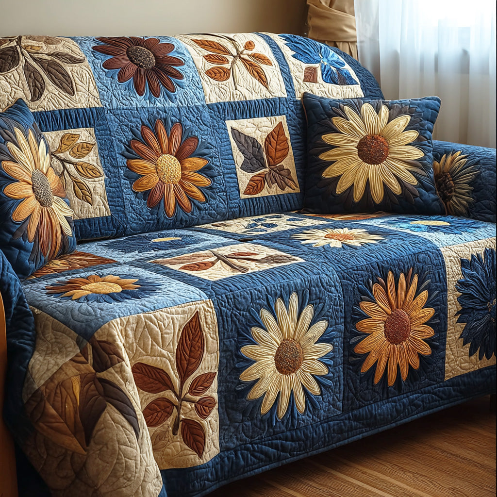 Rustic Sunflower Quilted Sofa Cover Couch Covers Sunflower Gift Items