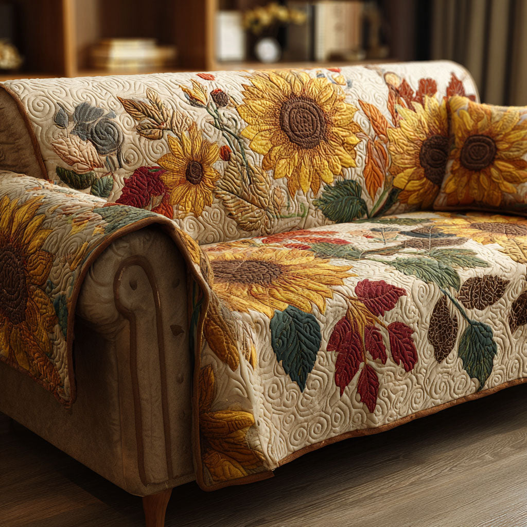 Rustic Sunflowers Quilted Sofa Cover Couch Protector Sunflower Throws