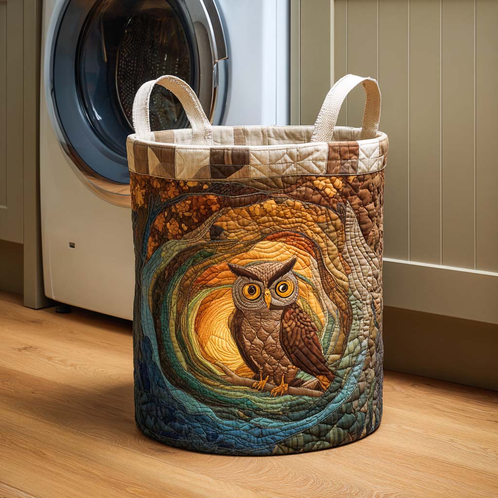 Rustic Watcher Quilted Laundry Basket Home Decor Shop Owl Lovers Gifts For Him